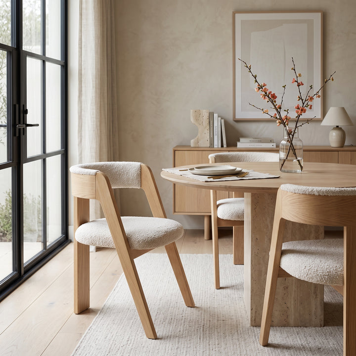 Moroccan Light Oak Boucle Chair