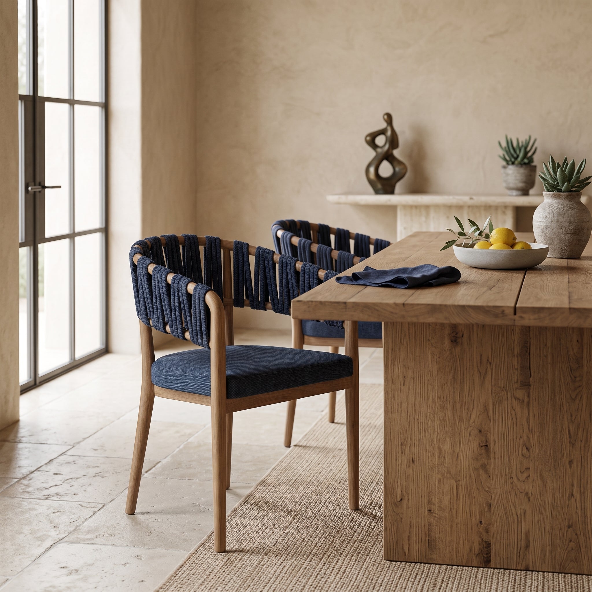 Moroccan Navy Woven Rope Armchair