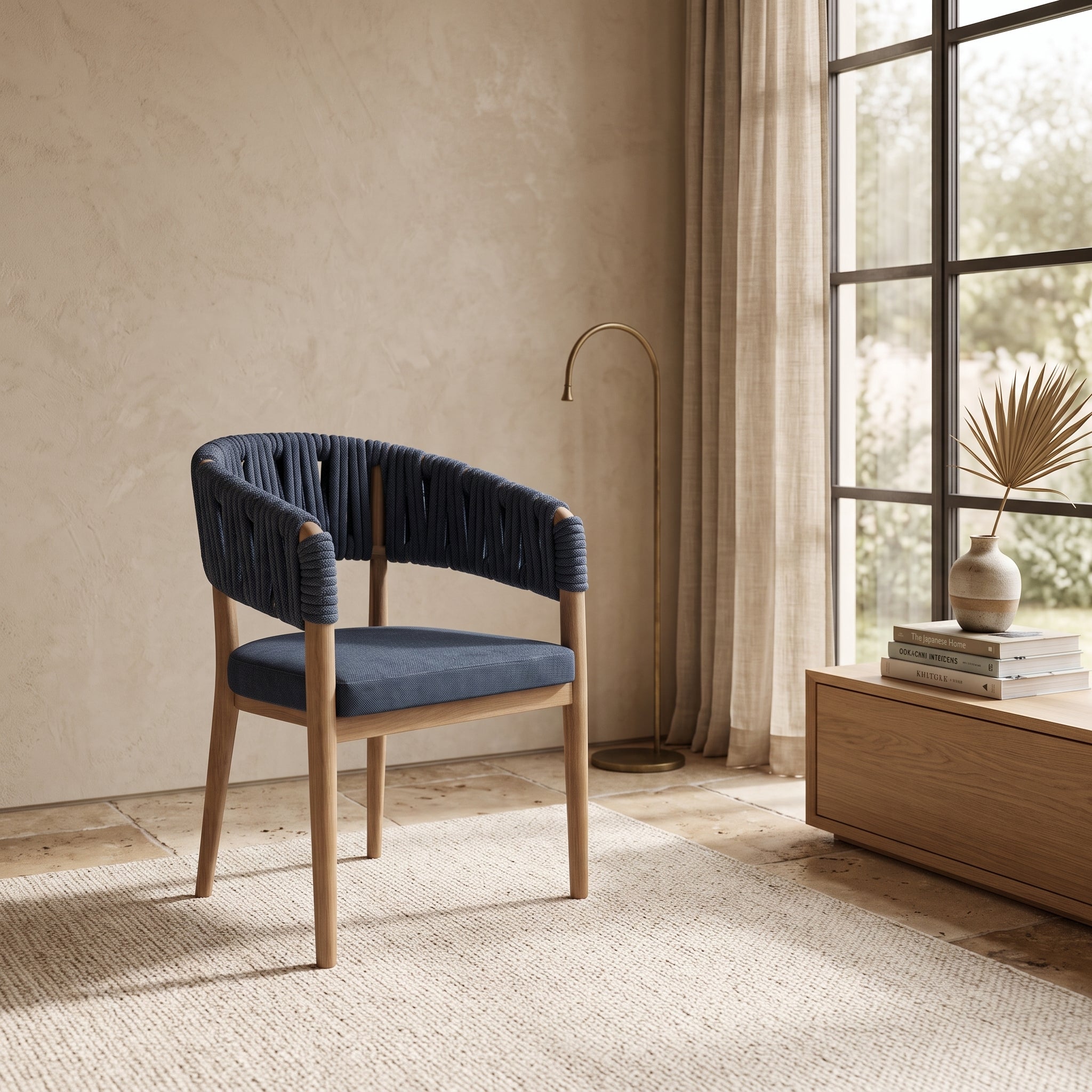 Handcrafted Navy Woven Rope Armchair