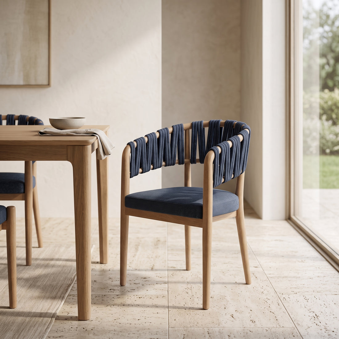  Navy Woven Rope Armchair