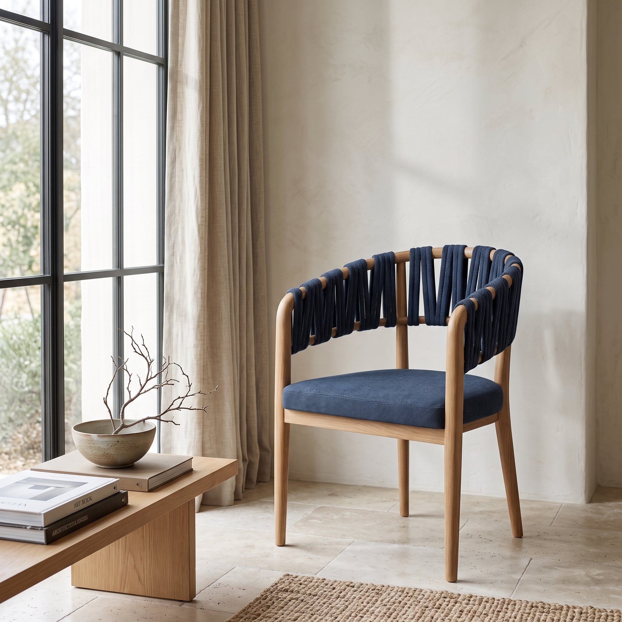 Handcrafted Moroccan Navy Rope Armchair