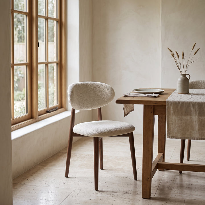 Moroccan Walnut Boucle Side Chair