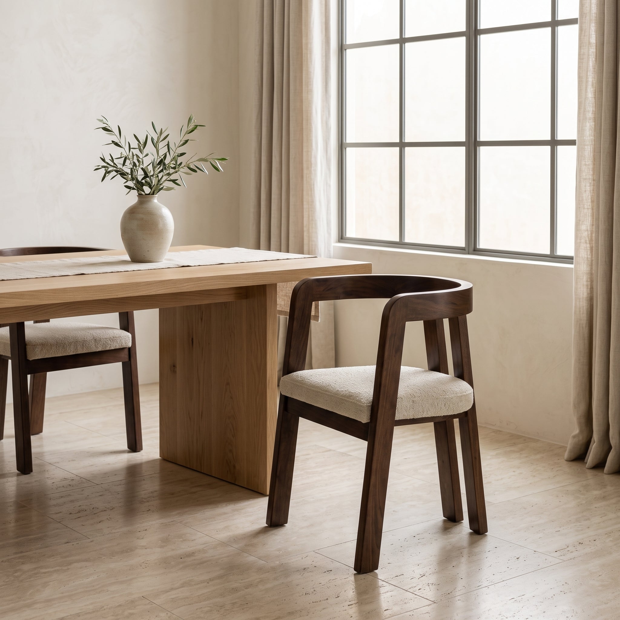 Walnut Barrel Armchair