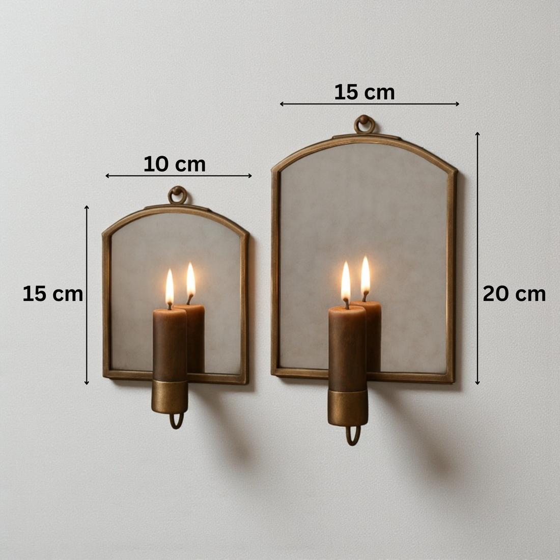 Antique Brass Mirror Wall Sconce, Rustic Candle Holders