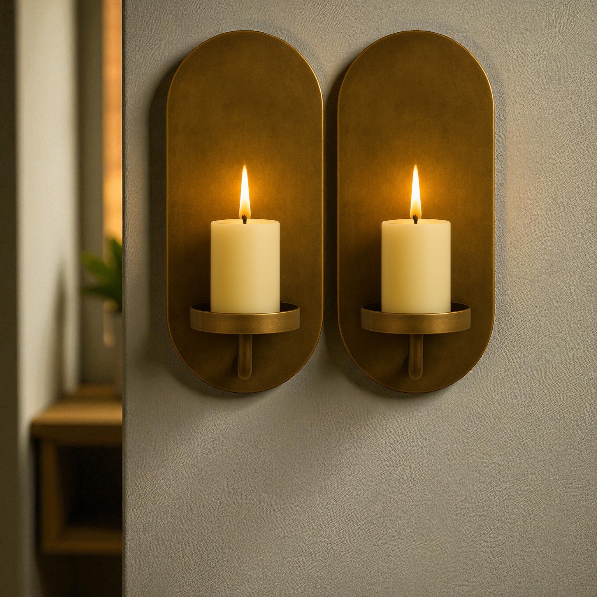 Oxidized Brass Wall Candle Sconce, Antique Vintage Candle Holder