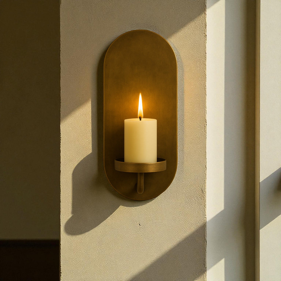 Oxidized Brass Wall Candle Sconce, Antique Vintage Candle Holder