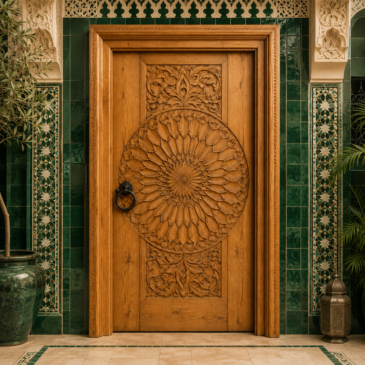 Moroccan Medallion Carved Door