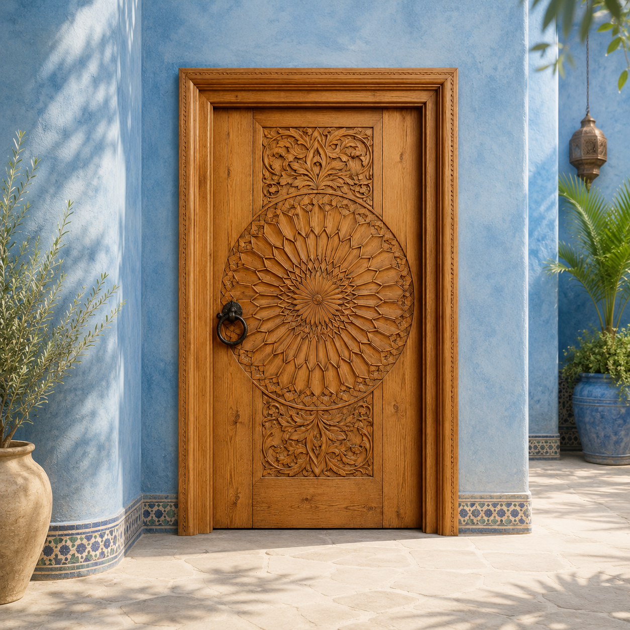Moroccan Medallion Carved Door