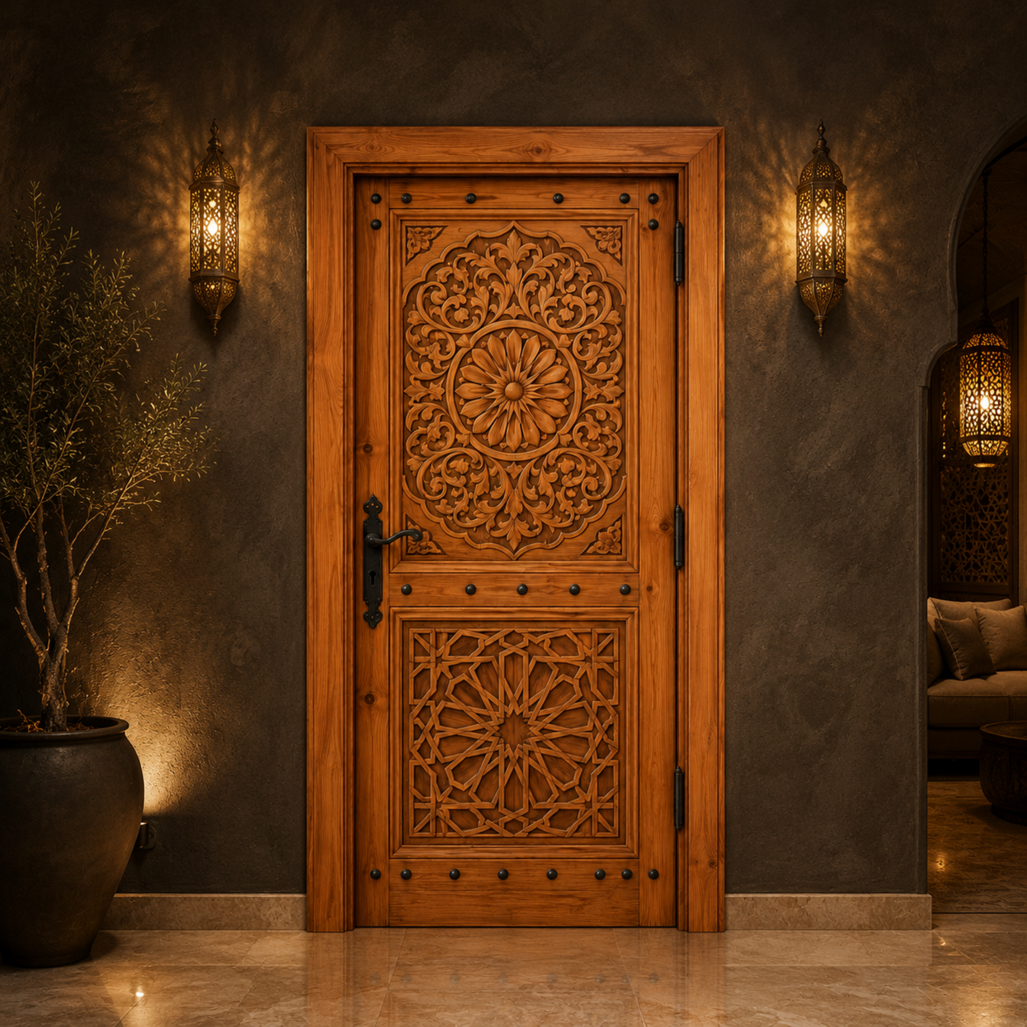 Moroccan Arabesque Carved Door