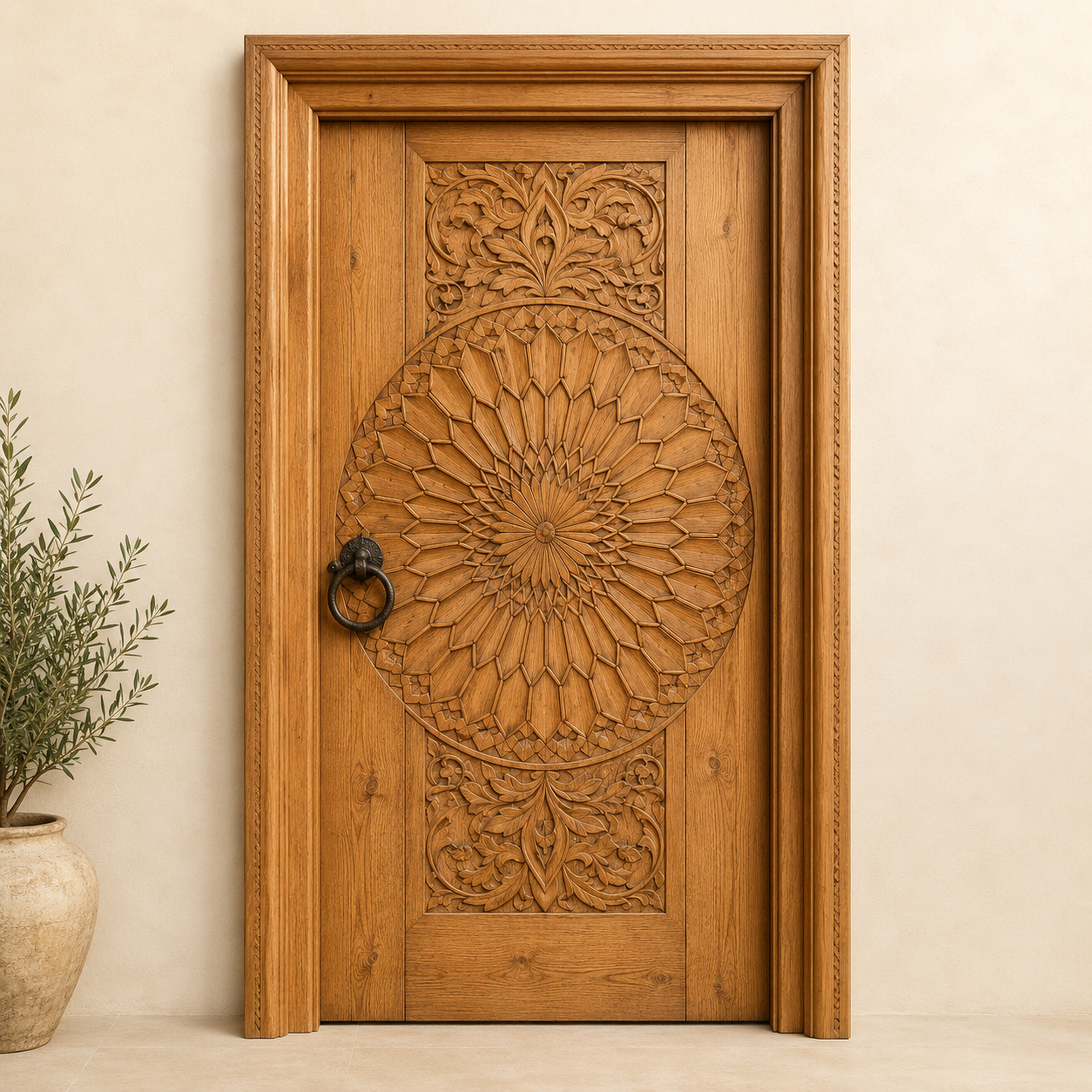 Moroccan Medallion Carved Door
