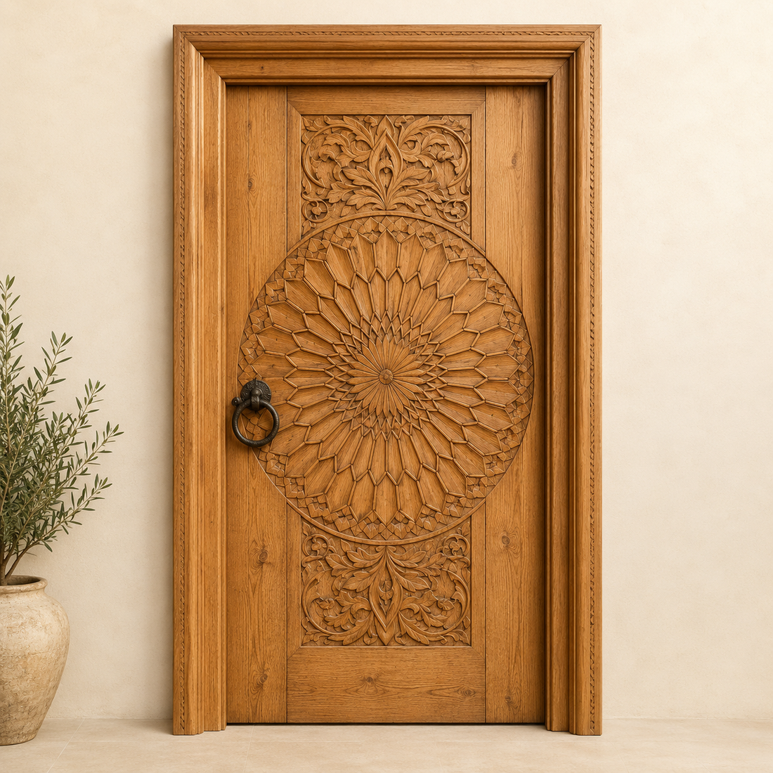 Moroccan Medallion Carved Door