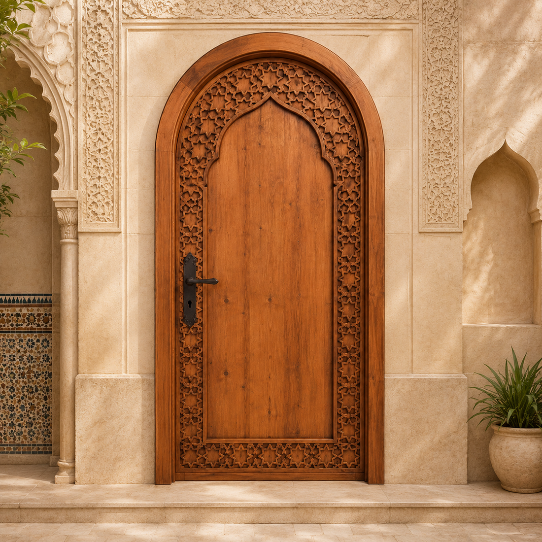 Arched Moroccan Carved Door