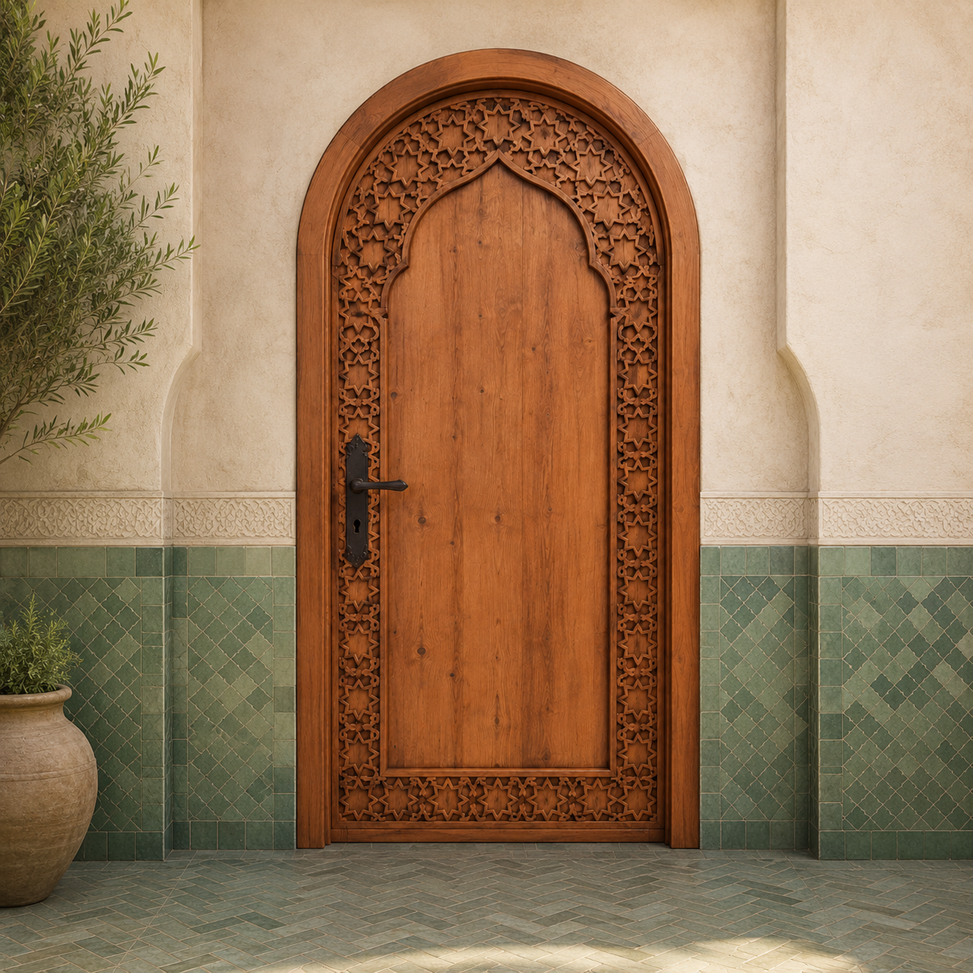 Arched Moroccan Carved Door
