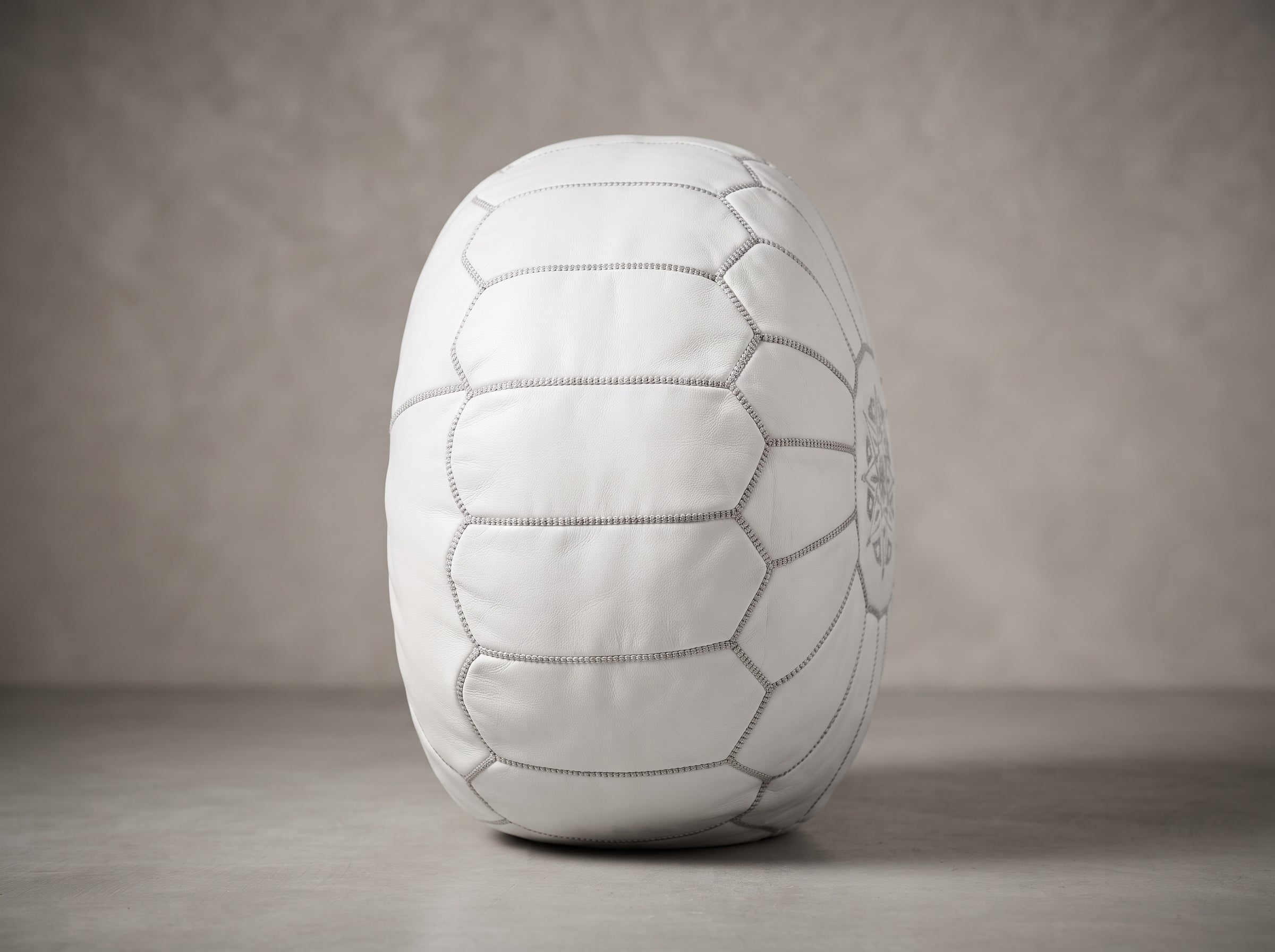 Handcrafted Moroccan White Leather Pouf