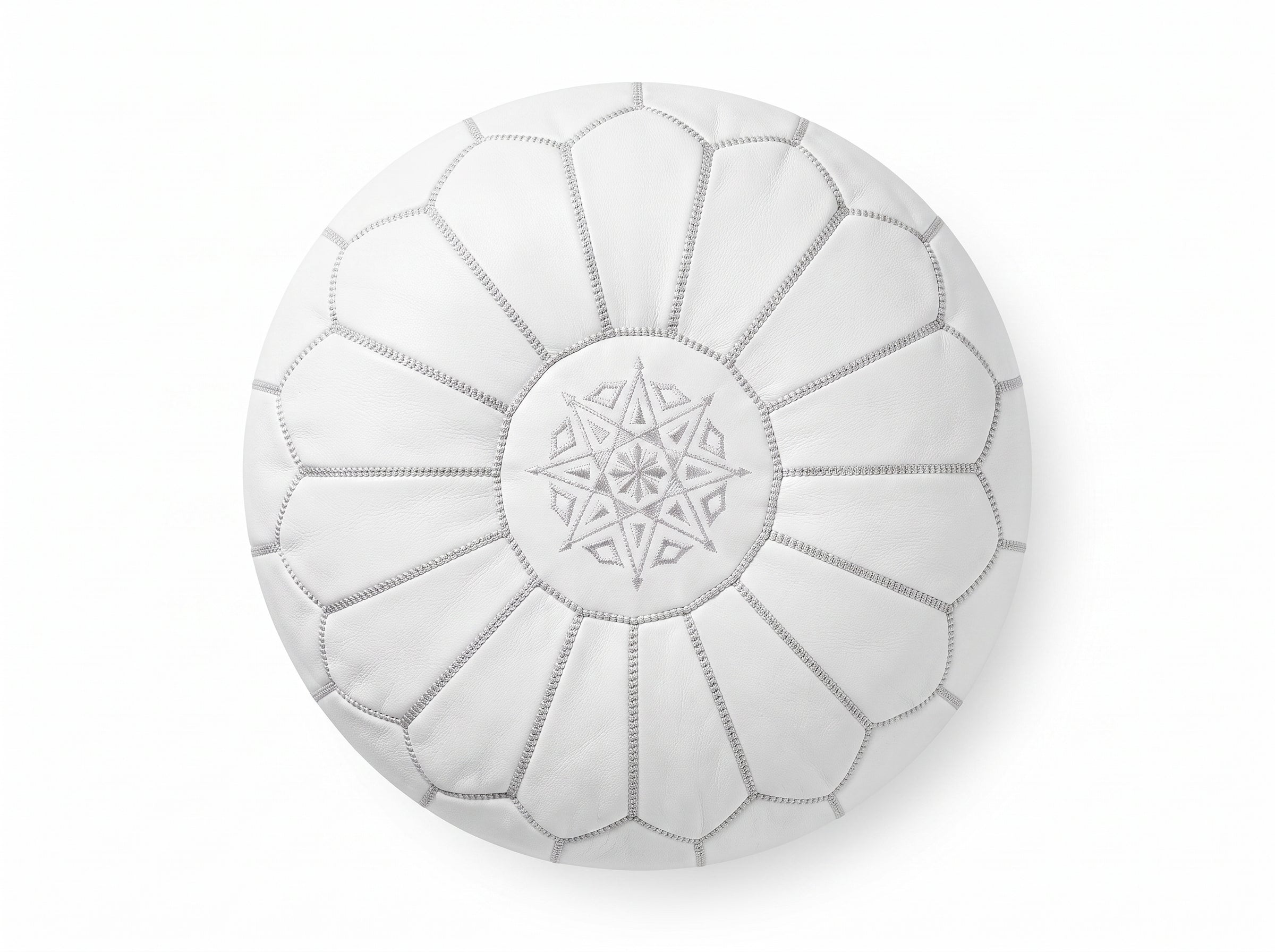  White Leather Pouf