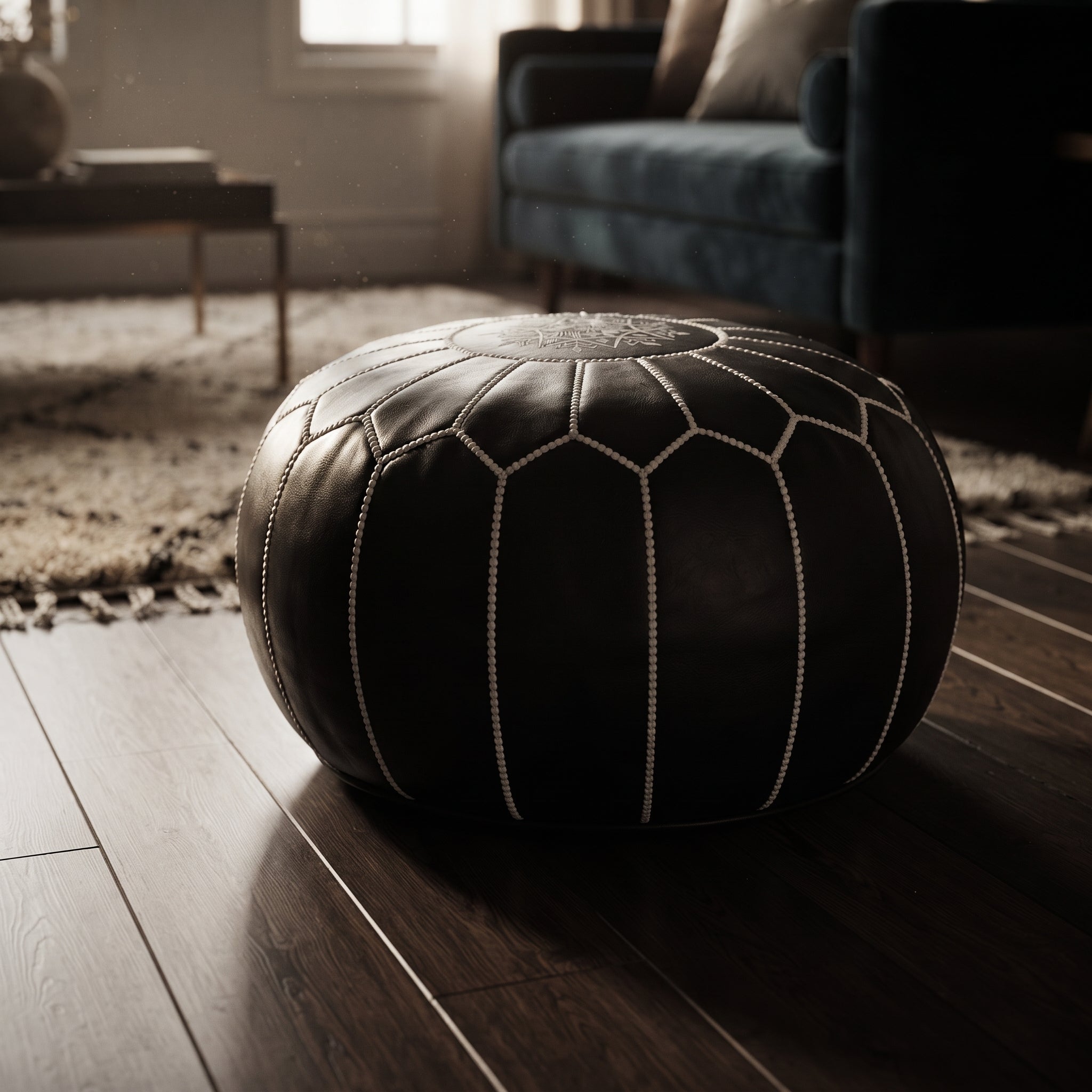 Handmade Moroccan Leather Ottoman Pouf