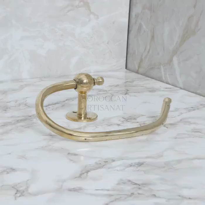 Handcrafted Brass Toilet Paper Holder – Moroccan Wavy Wall Mount