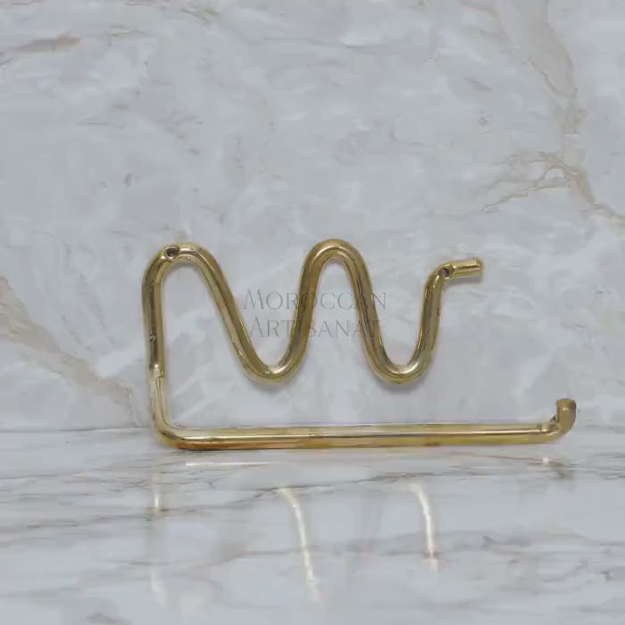 Handmade Brass Toilet Paper Holder – Wavy Modern Design