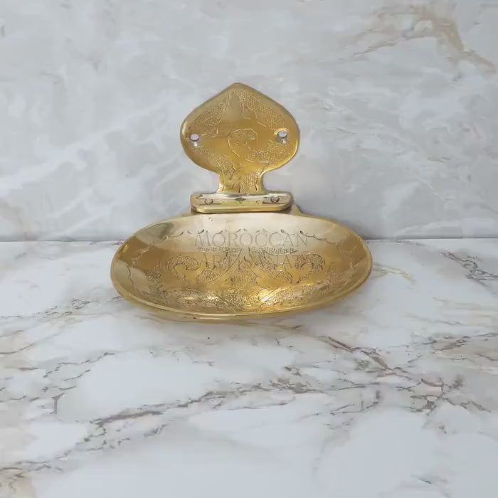 Handcrafted Moroccan Brass Soap Dish – Wall Mounted Oval Design
