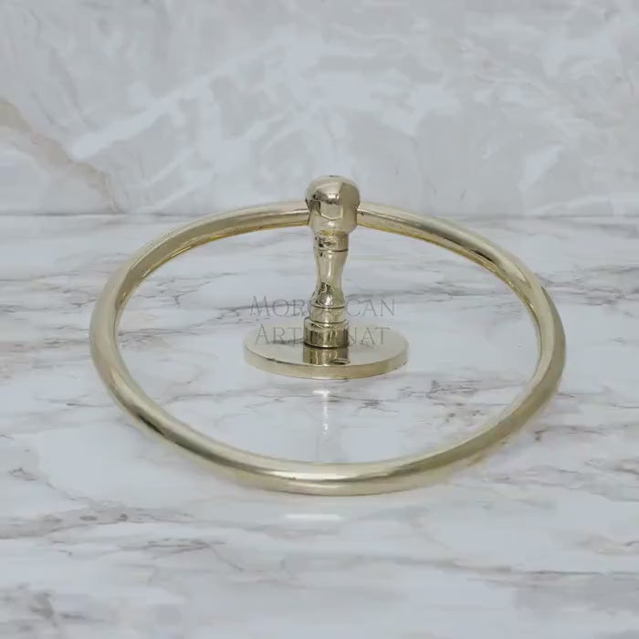 Handcrafted Brass Towel Ring – Moroccan Round Wall Holder