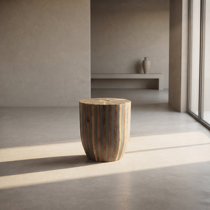 Moroccan Walnut & Blue Resin Table   