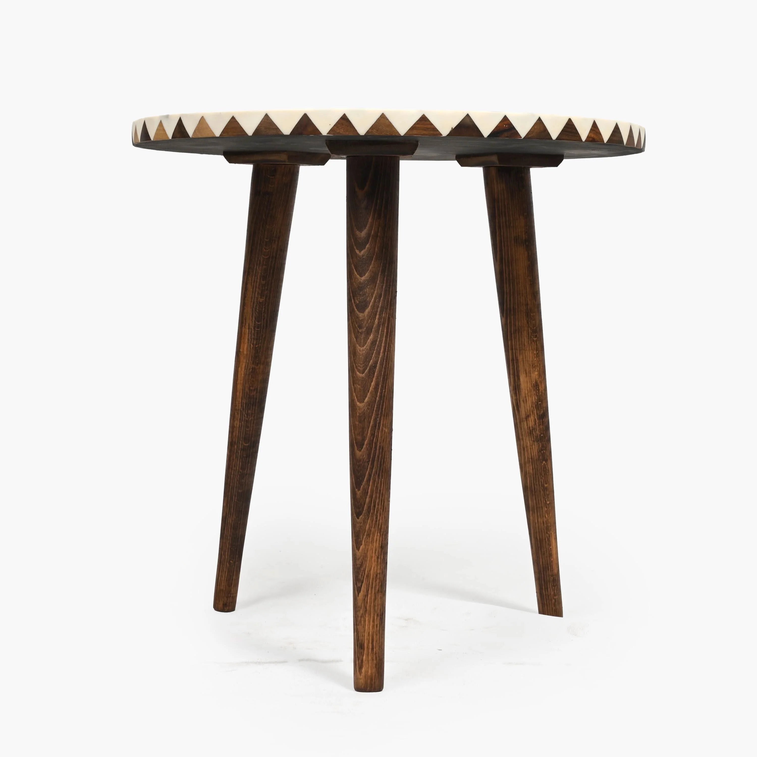 Handcrafted Moroccan Walnut & White Resin Table