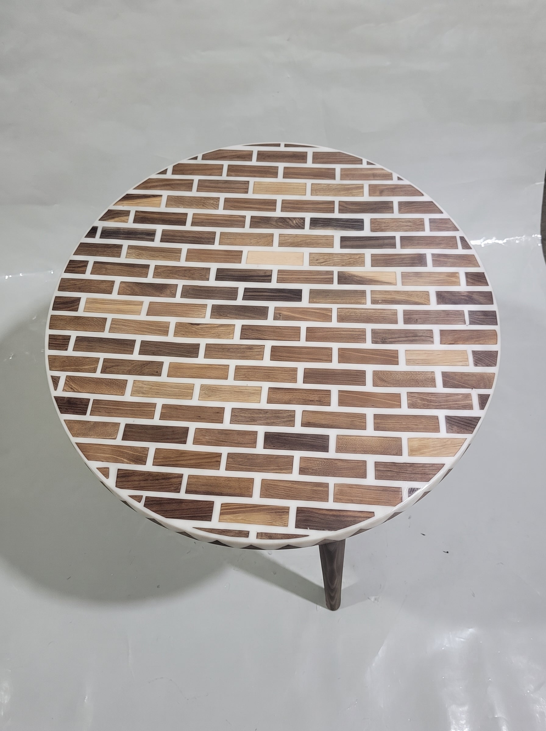 Handcrafted Moroccan Walnut & Resin Brick Table