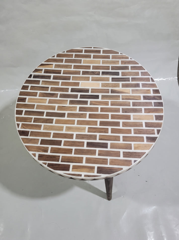 Handcrafted Moroccan Walnut & Resin Brick Table
