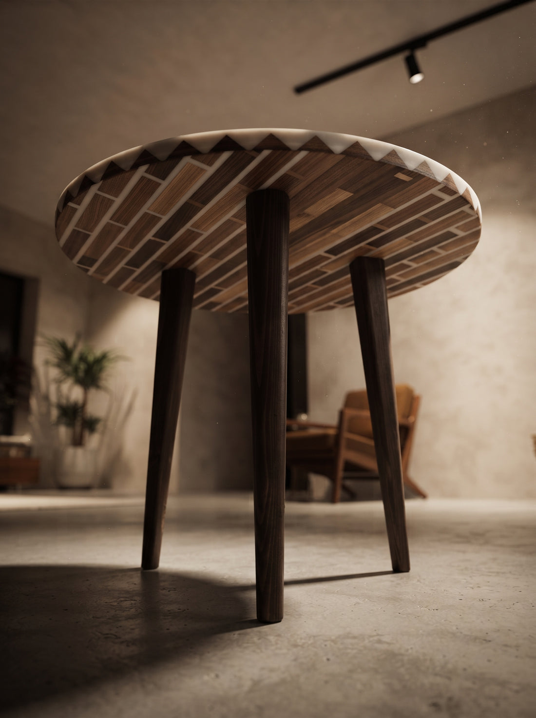 Moroccan Walnut & Resin Brick Table