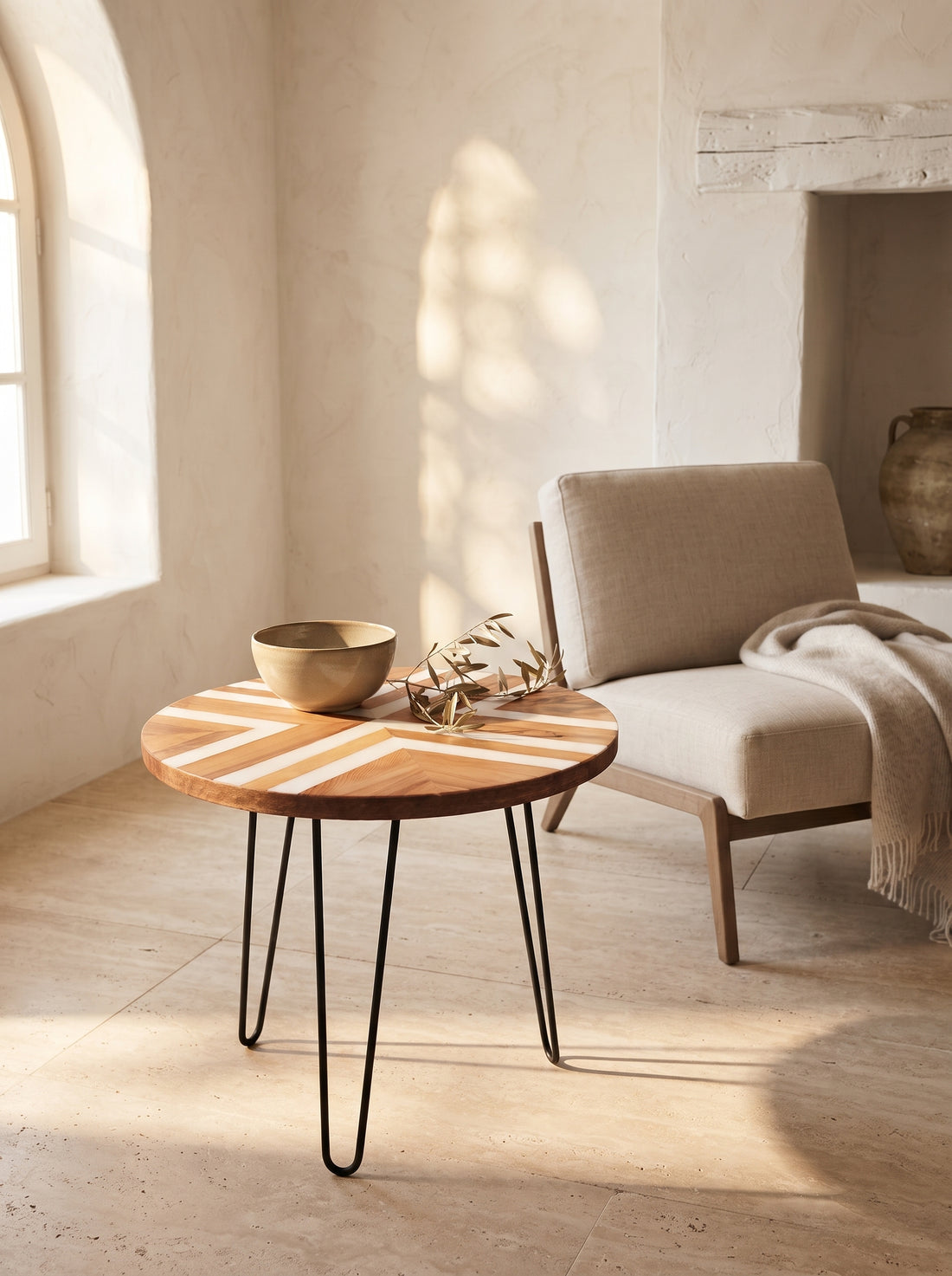Handcrafted Walnut & White Resin Table