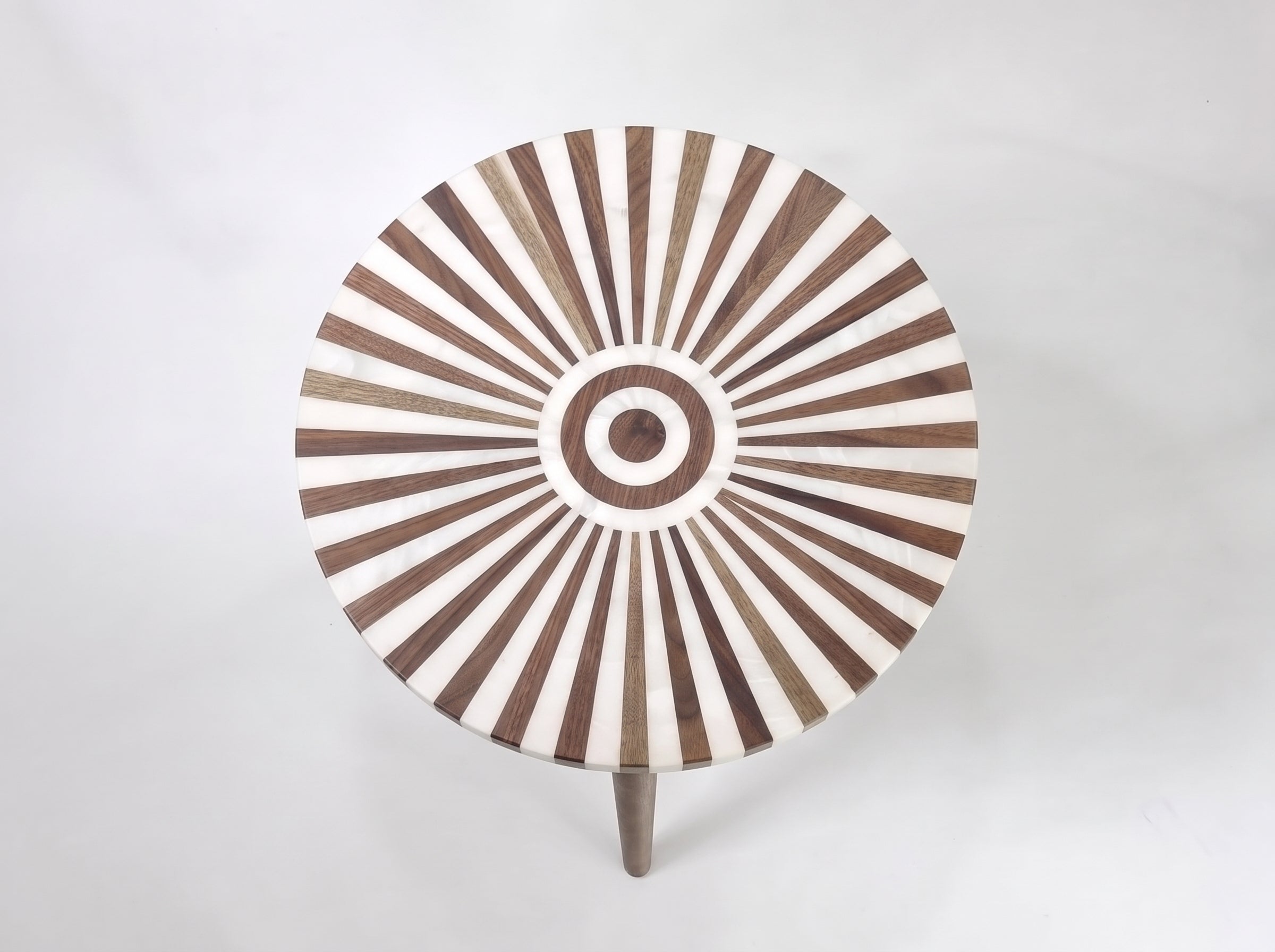 Handcrafted Moroccan Walnut & Resin Sunburst Table