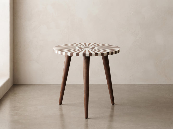 Handcrafted Moroccan Walnut & Resin Sunburst Table