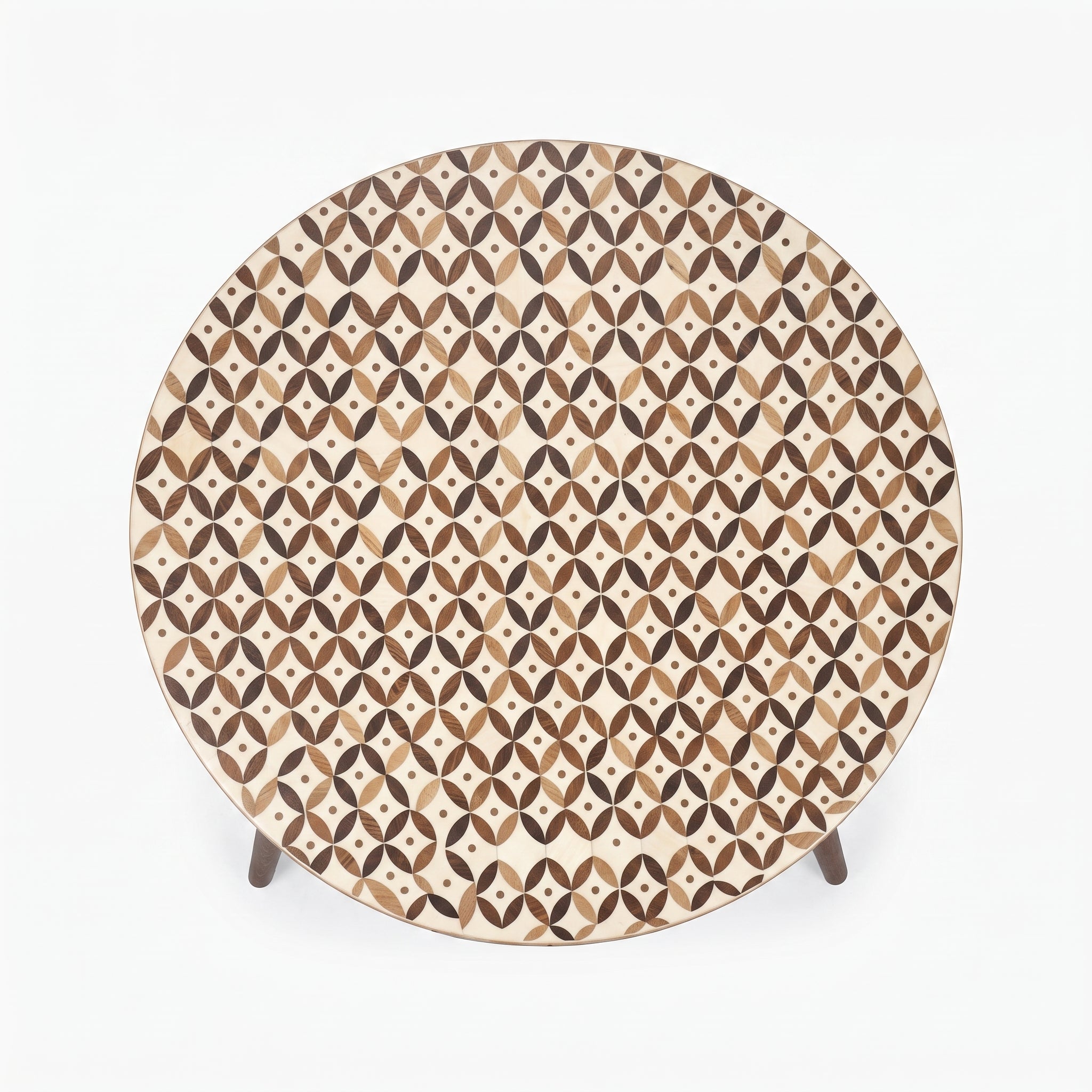 Handcrafted Moroccan Walnut Floral Table