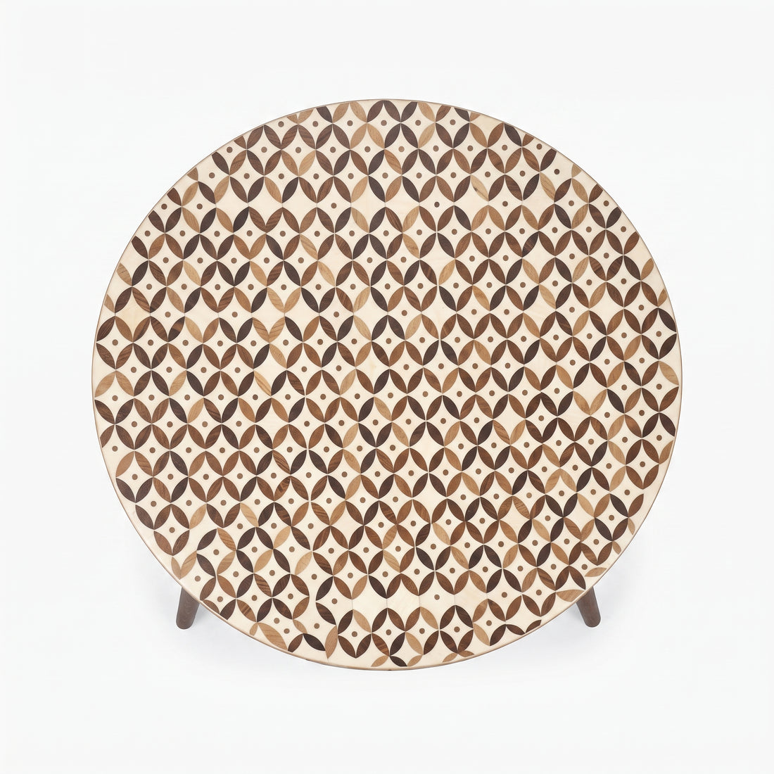 Handcrafted Moroccan Walnut Floral Table