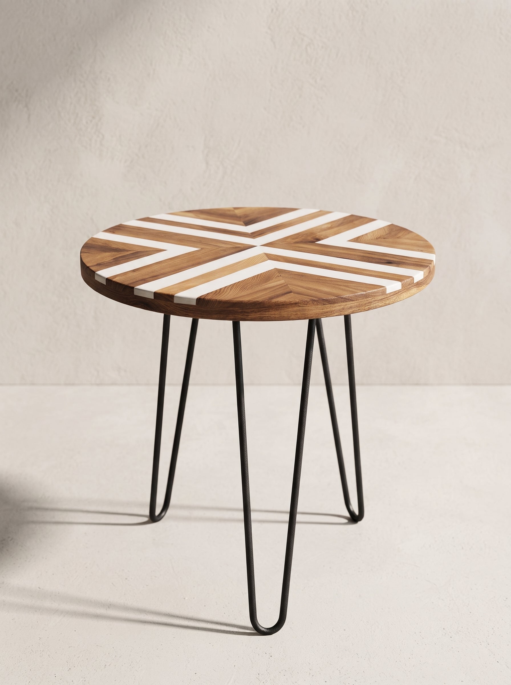 Moroccan Walnut & White Resin Table
