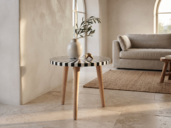 Handcrafted Moroccan Walnut & White Resin Table